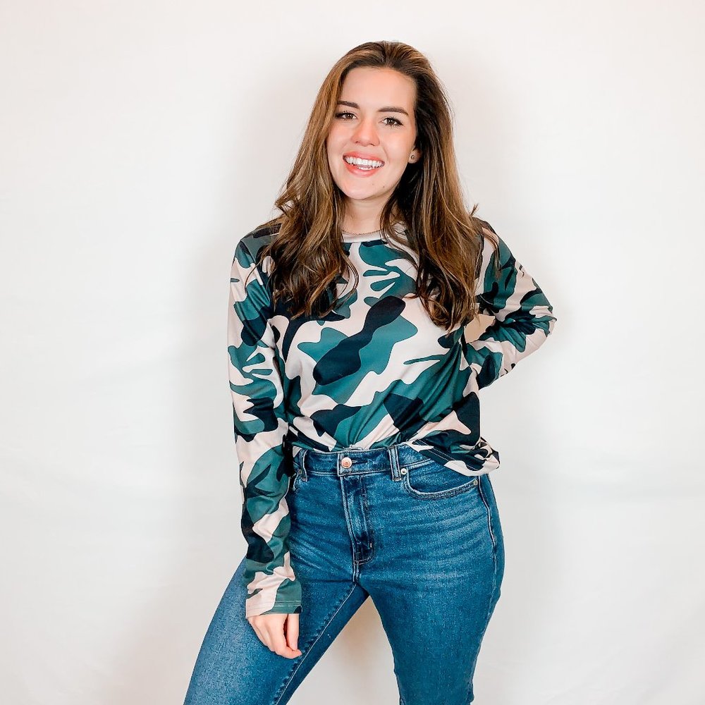 Long-Sleeve Camouflage Top Large